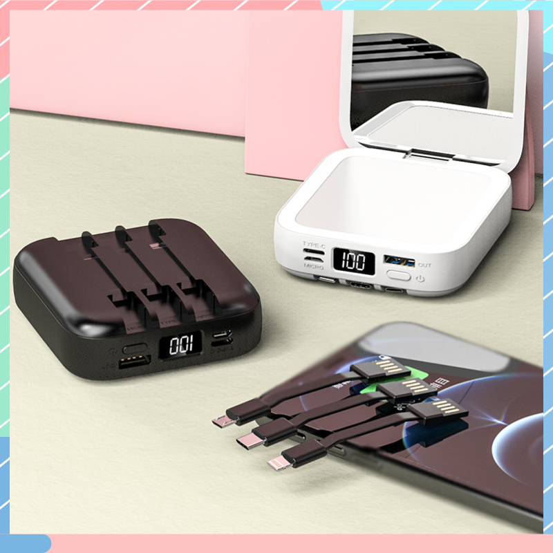 Sạc Dự Phòng Dung Lượng Lớn 20000mAH Có Gương Trang Điểm Tiện Dụng Cho IOS / Android / micro USB