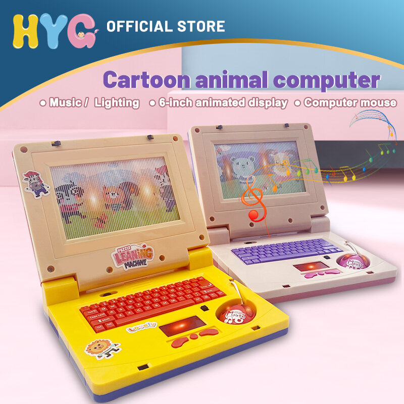 Máy tính xách tay đồ chơi HYG TOYS mini có đèn và nhạc có chuột thiết kế hoạt hình vui nhộn dành cho trẻ em