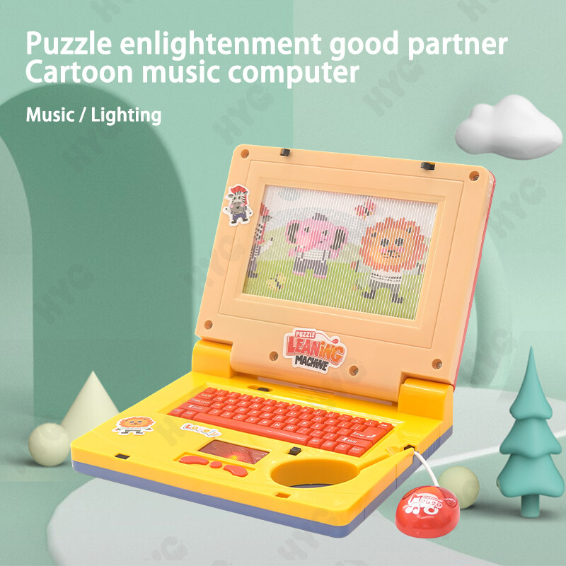 Máy tính xách tay đồ chơi HYG TOYS mini có đèn và nhạc có chuột thiết kế hoạt hình vui nhộn dành cho trẻ em