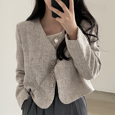 Áo Khoác blazer Dáng Rộng Họa Tiết Kẻ Ô Vuông Thời Trang Hàn Quốc