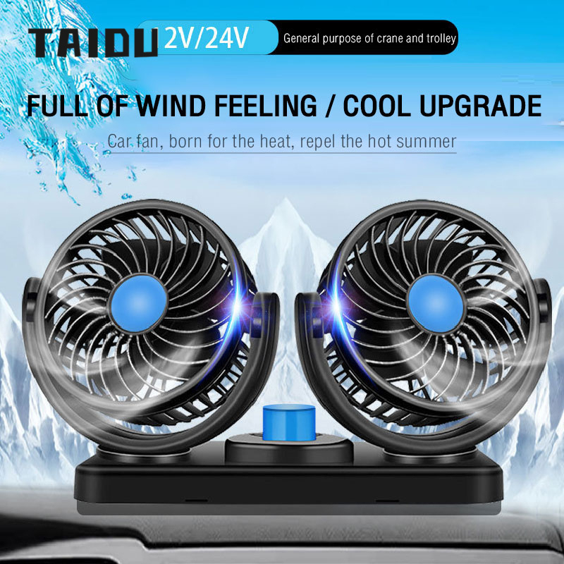 TAIDU Quạt Điện mini Hai Đầu 12V / 24V / USB Chuyên Dùng Cho Xe Hơi