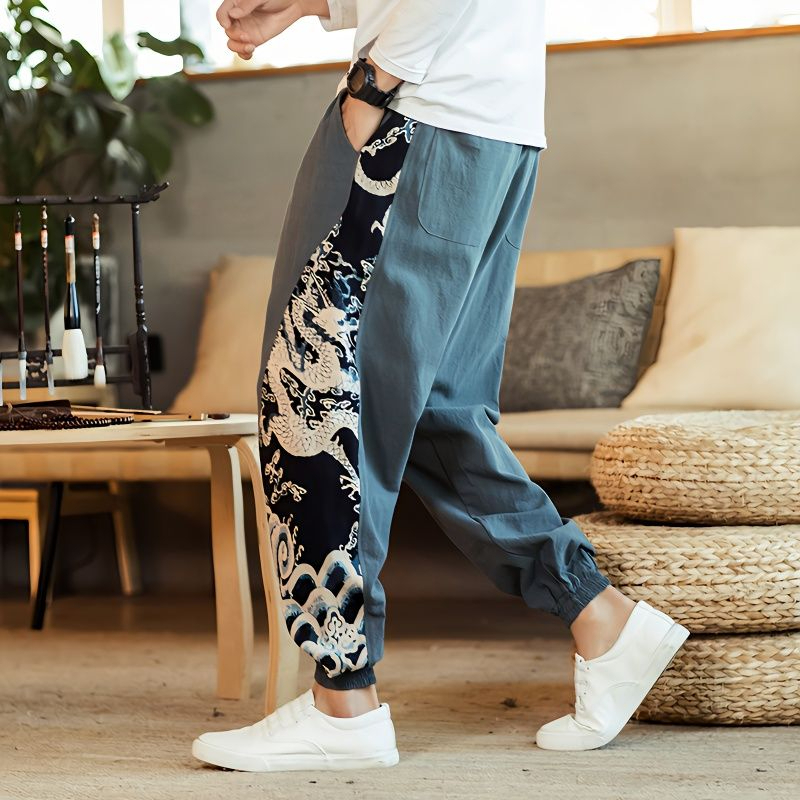 Quần Harem Cotton Lanh Mỏng Dài Đến Mắt Cá Chân Phong Cách Trung Hoa Độc Đáo Thời Trang Xuân Hè Cho Nam