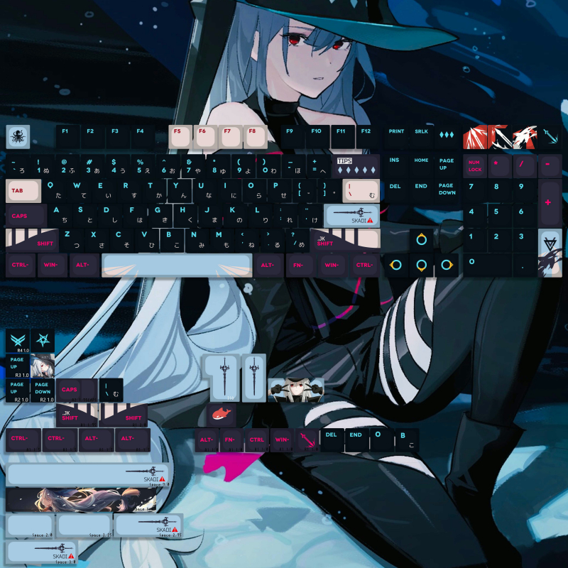 142 Phím Anime Arknights Skadi Chủ Đề Keycaps KCA Profile PBT 5 Mặt Nhuộm Thăng Hoa Bàn Phím Cơ Keycap Cho MX Switch G61 / 64 / 68 / 75 / 84 / 87 / 96 / 980