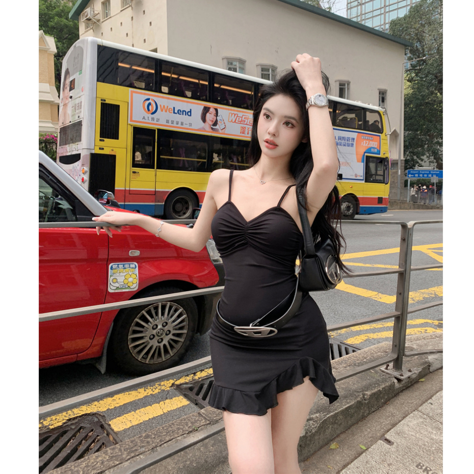 QKOOLE   Đầm Hai Dây Mỏng Mùa Hè Kiểu Cách Gợi Cảm Hàng Mới Dành Cho Bạn Nữ