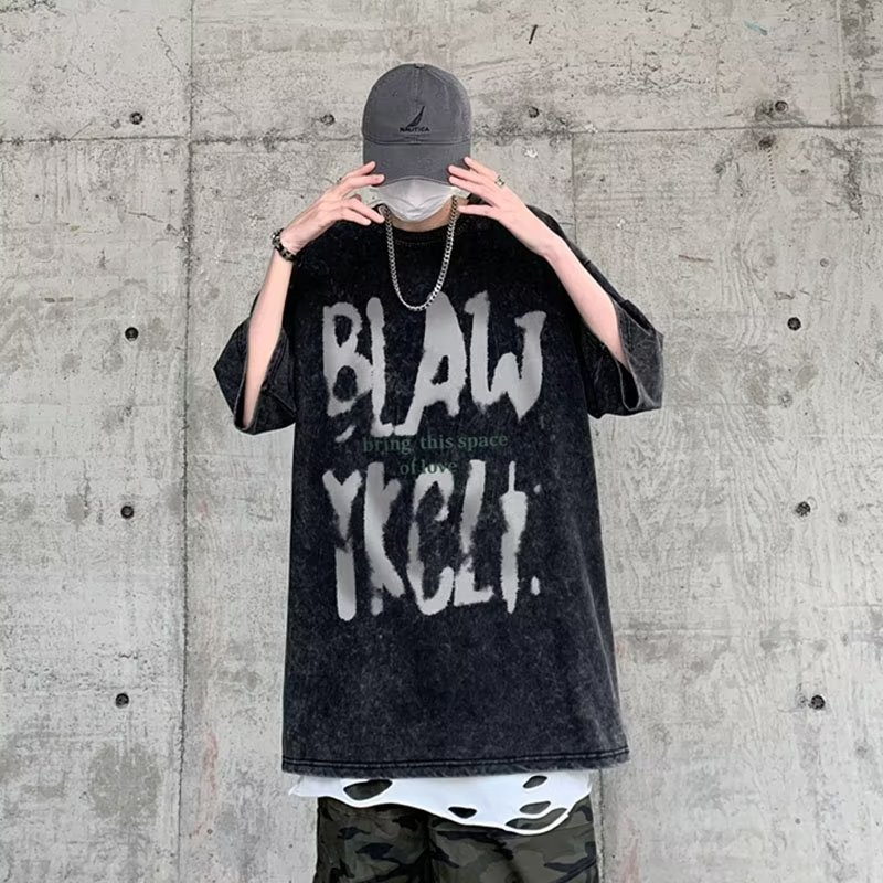 Áo Thun Tay Lỡ Form Rộng In Chữ Phong Cách Hip Hop Thời Trang Cho Nam Nữ