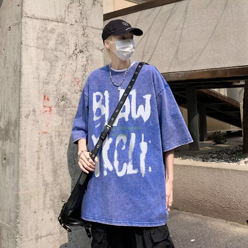 Áo Thun Tay Lỡ Form Rộng In Chữ Phong Cách Hip Hop Thời Trang Cho Nam Nữ