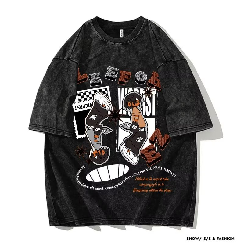Áo Thun Cotton Ngắn Tay Dáng Rộng Phong Cách Hip Hop Âu Mỹ Thời Trang Mùa Hè Cho Nam