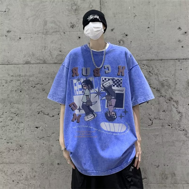 Áo Thun Cotton Ngắn Tay Dáng Rộng Phong Cách Hip Hop Âu Mỹ Thời Trang Mùa Hè Cho Nam