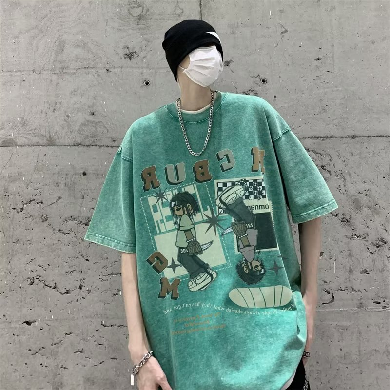 Áo Thun Cotton Ngắn Tay Dáng Rộng Phong Cách Hip Hop Âu Mỹ Thời Trang Mùa Hè Cho Nam