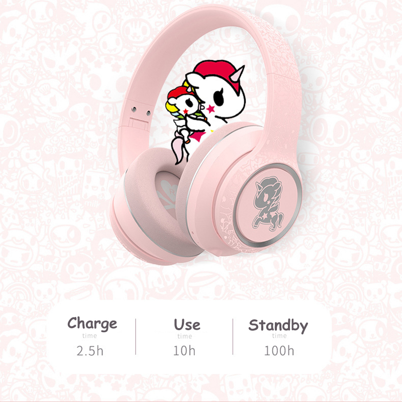 Tai Nghe Bluetooth Không Dây Tokidoki TD06 Âm Thanh Siêu Trầm Chống Nước Giảm Tiếng Ồn Hình Kỳ Lân Đáng Yêu