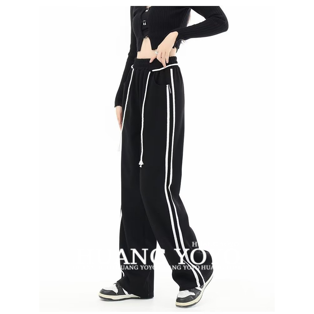Quần Dài Thể Thao Ống Rộng Họa Tiết Kẻ Sọc Thời Trang Mùa Hè Cho Nữ