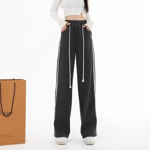 Quần Dài Thể Thao Ống Rộng Họa Tiết Kẻ Sọc Thời Trang Mùa Hè Cho Nữ