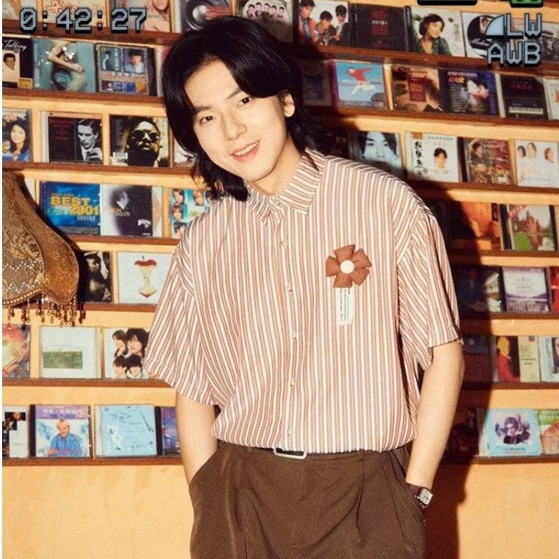 Áo Thun Tay Ngắn Thoáng Khí Thêu Hình Gấu Nhỏ Phong Cách Hàn Quốc Thời Trang Cho Nam