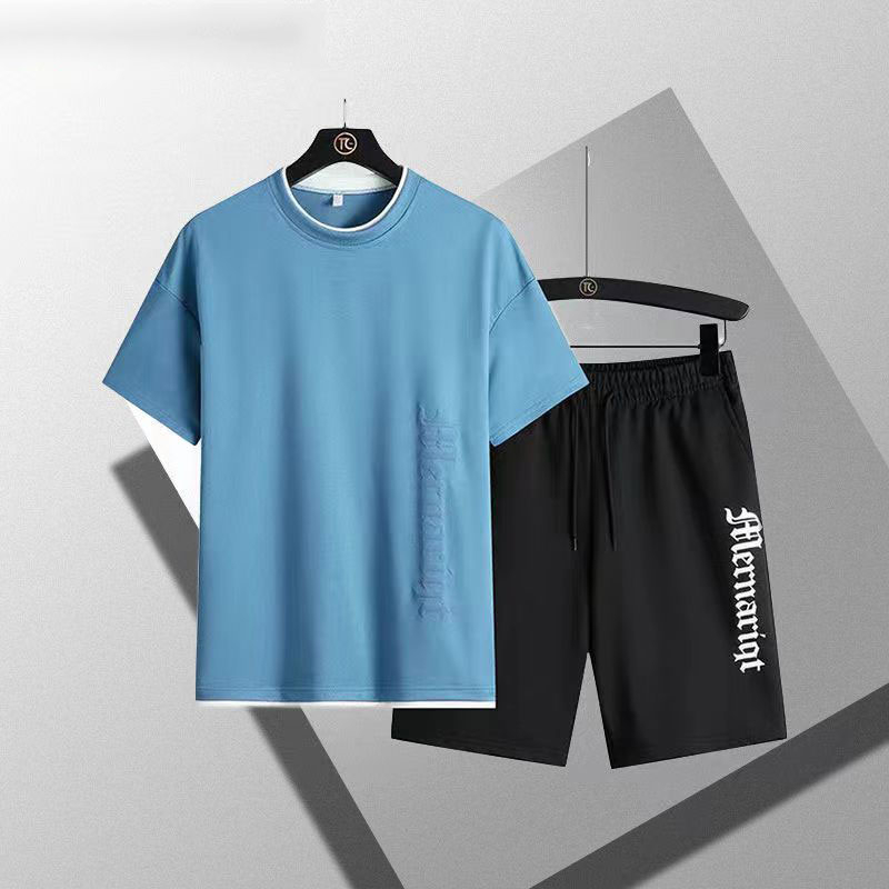 Bộ Áo Thun Ngắn Tay + Quần Short Thể Thao Dáng Rộng Thoáng Khí Theo Phong Cách Mùa Hè Dành Cho Nam