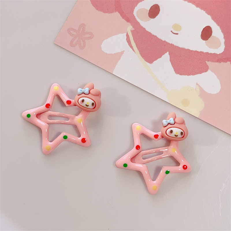 SANRIO Kẹp Tóc Hình Ngôi Sao Năm Cánh Họa Tiết Chấm Bi Dễ Thương Cho Nữ