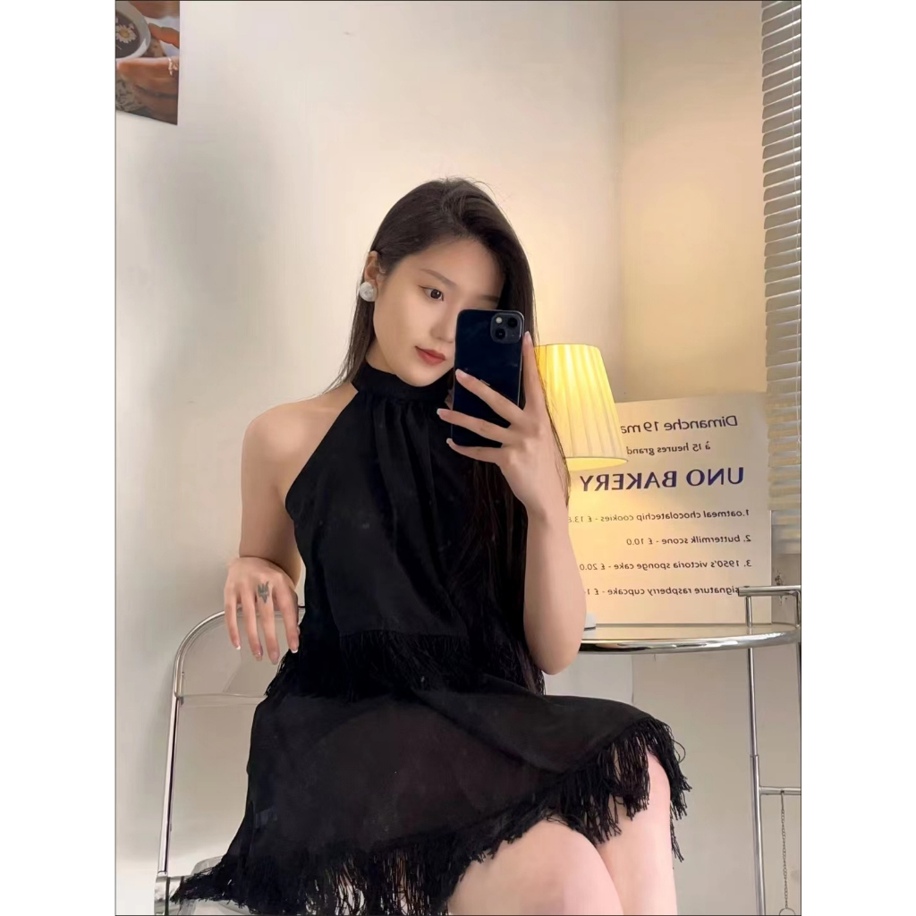 Đầm Chiffon Chữ a Ngắn Phối Tua Rua Thiết Kế Cao Cấp Thời Trang Mùa Hè 2023 Mới Cho Nữ