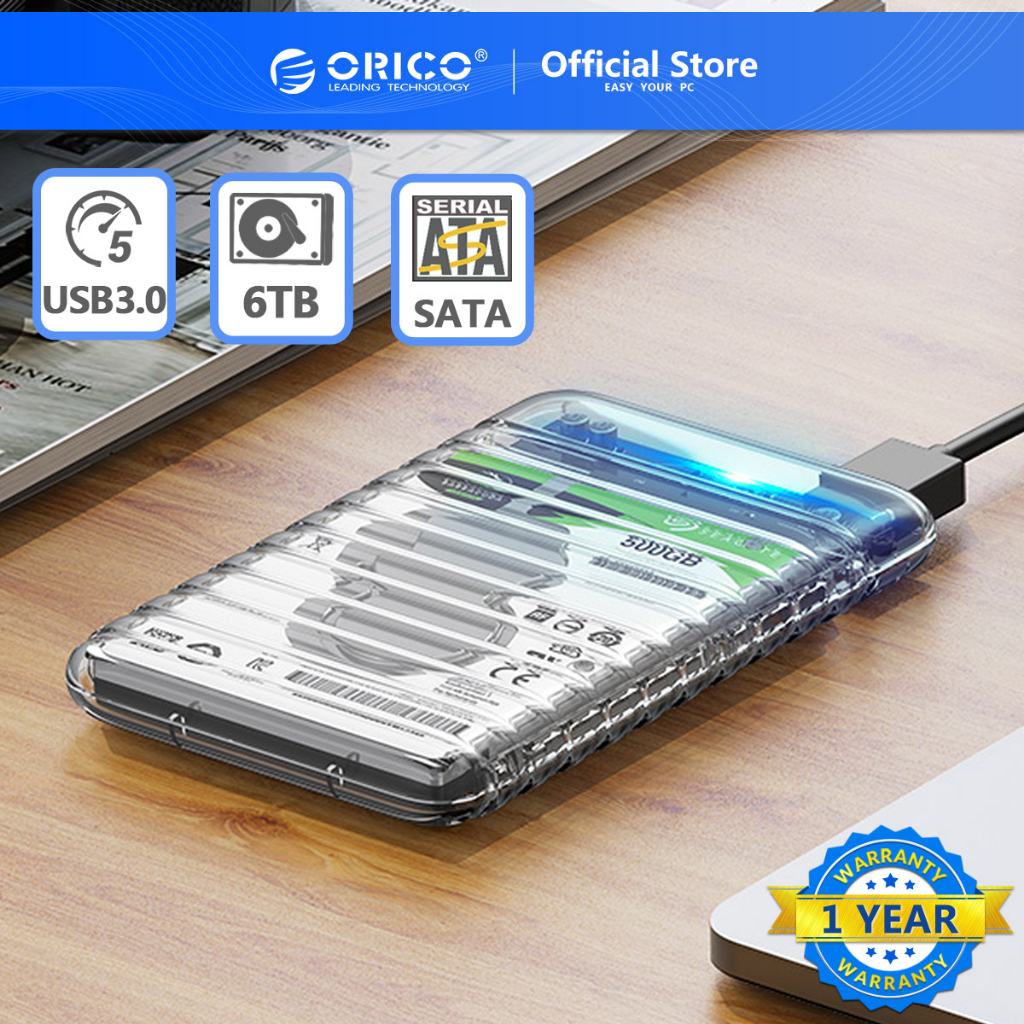 Hộp Đựng Ổ Cứng 6Gbps 6TB UASP Type C SSD HDD 2.5 inch SATA Sang USB 3.1 6Gbps (2139C3-V1) ORICO