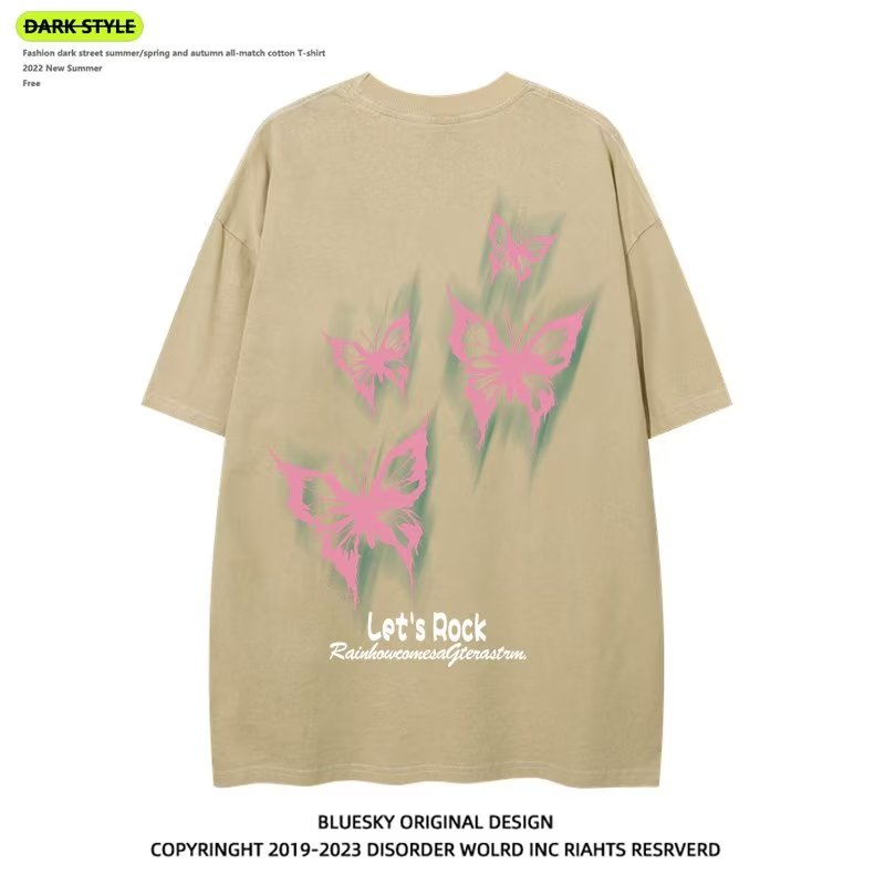 Áo Thun Tay Ngắn Chất Liệu Cotton In Họa Tiết Bươm Bướm Phong Cách Âu Mỹ Thời Trang Mùa Hè Cho Nam