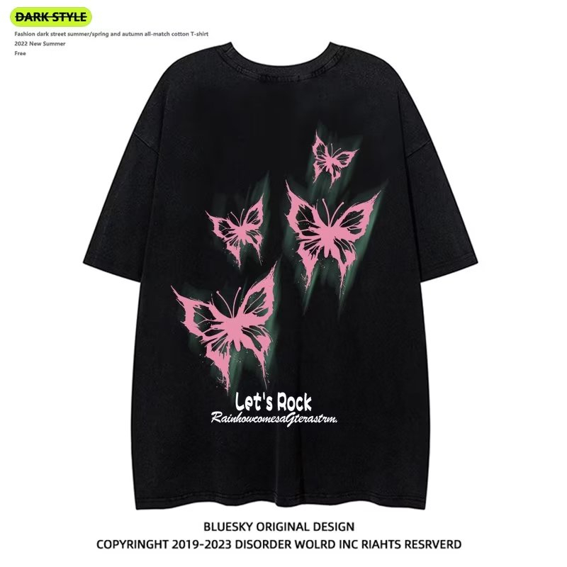 Áo Thun Tay Ngắn Chất Liệu Cotton In Họa Tiết Bươm Bướm Phong Cách Âu Mỹ Thời Trang Mùa Hè Cho Nam