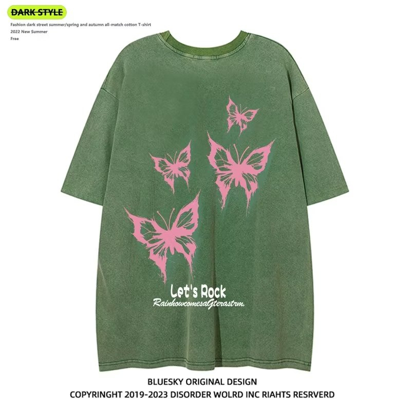 Áo Thun Tay Ngắn Chất Liệu Cotton In Họa Tiết Bươm Bướm Phong Cách Âu Mỹ Thời Trang Mùa Hè Cho Nam