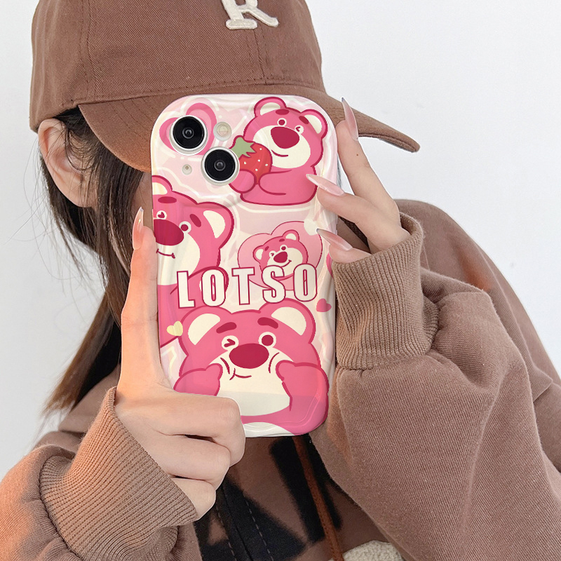 Ốp Điện Thoại Chống Rơi Hình Gấu Và Dâu Tây Cho iPhone 6 11 12 7plus 13 14 8plus xr xsmax 6plus 11Pro 14plus 13Promax xs