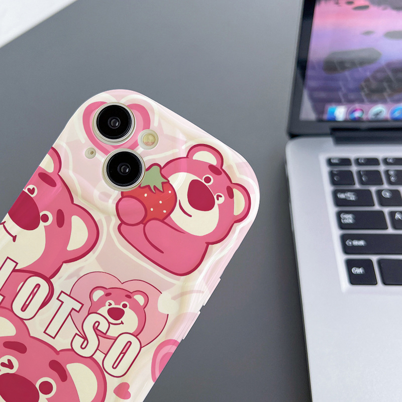 Ốp Điện Thoại Chống Rơi Hình Gấu Và Dâu Tây Cho iPhone 6 11 12 7plus 13 14 8plus xr xsmax 6plus 11Pro 14plus 13Promax xs