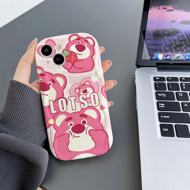 Ốp Điện Thoại Chống Rơi Hình Gấu Và Dâu Tây Cho iPhone 6 11 12 7plus 13 14 8plus xr xsmax 6plus 11Pro 14plus 13Promax xs