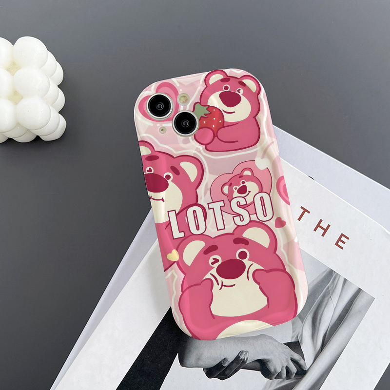 Ốp Điện Thoại Chống Rơi Hình Gấu Và Dâu Tây Cho iPhone 6 11 12 7plus 13 14 8plus xr xsmax 6plus 11Pro 14plus 13Promax xs