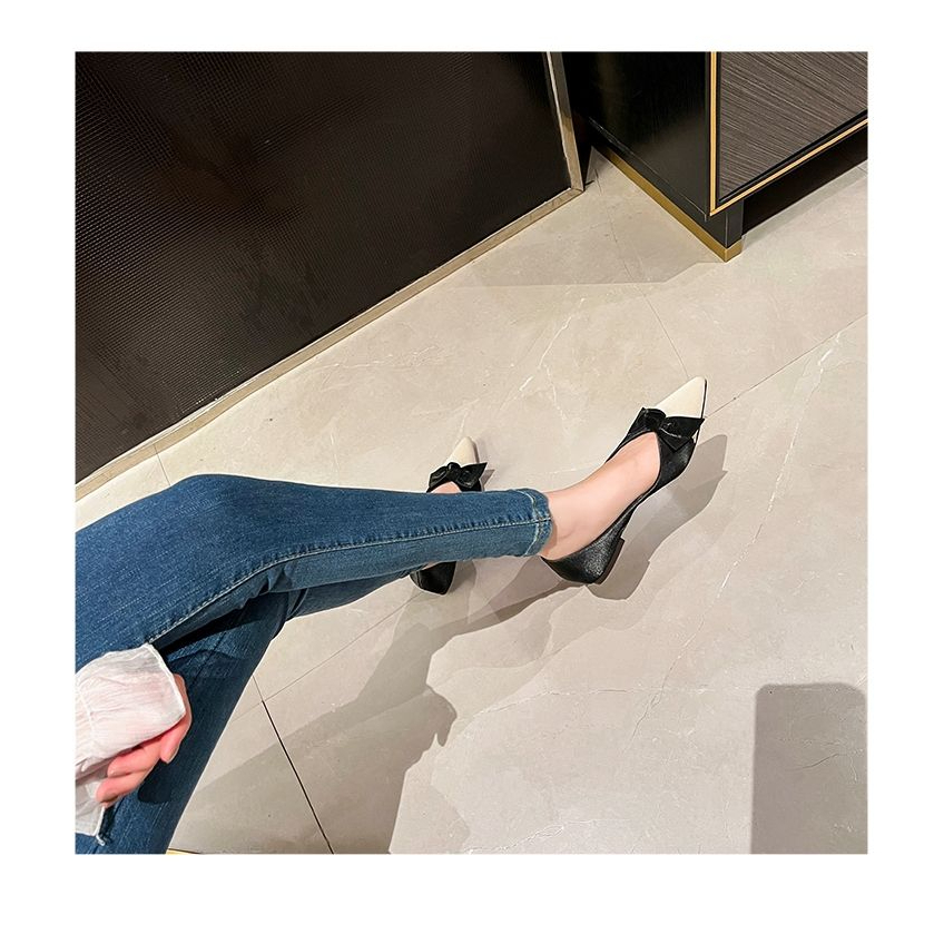 Giày Búp Bê Mũi Nhọn Đế Mềm Đính Nơ Xinh Xắn Theo Phong Cách Xuân Thu 2023 / Size 32-44