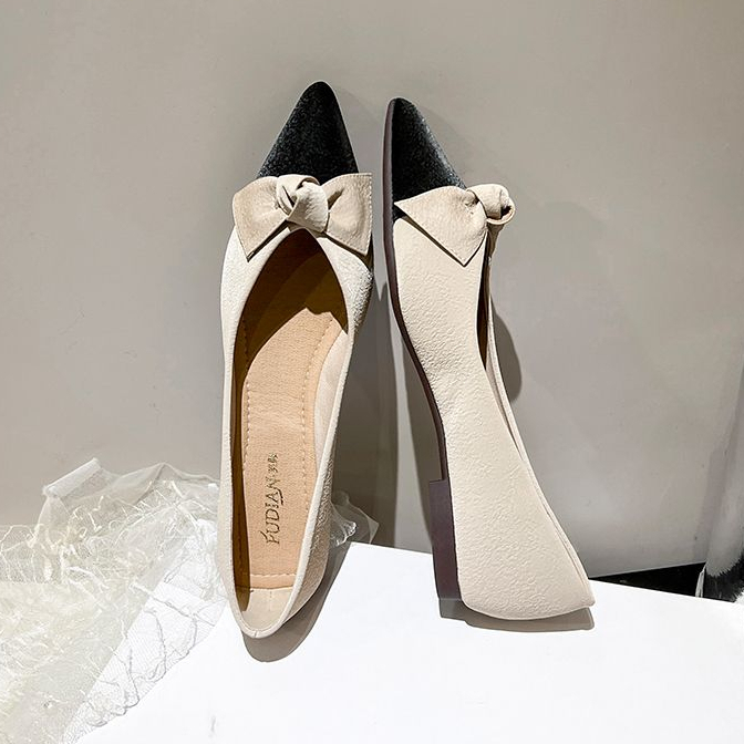 Giày Búp Bê Mũi Nhọn Đế Mềm Đính Nơ Xinh Xắn Theo Phong Cách Xuân Thu 2023 / Size 32-44