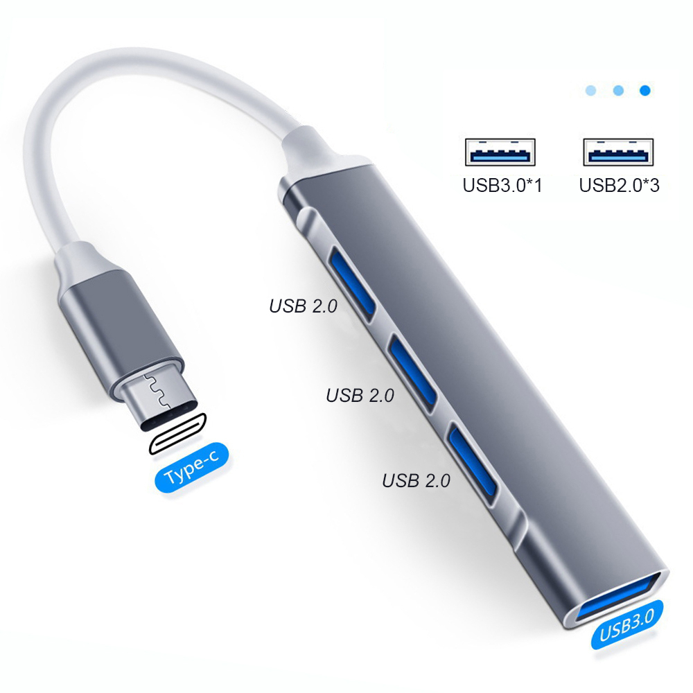 Hub Chia 4 Cổng USB C 3.0 Type C 3.1 OTG Cho Xiaomi Lenovo Macbook Pro 13 15 Air Pro PC