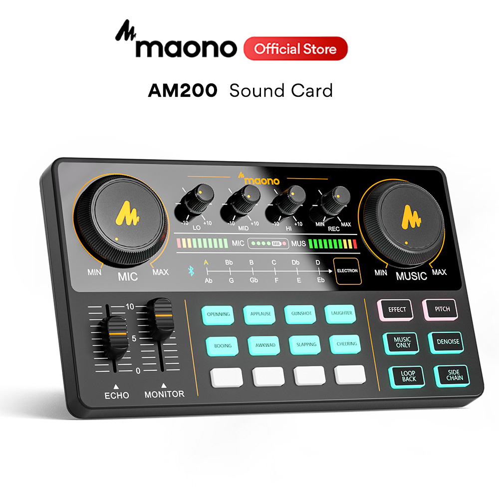 MAONO AU-AM200 Bluetooth Live Streaming Sound Card Professional cho điện thoại di động/PC/Podcast Recording/Youtube/Tik-Tok