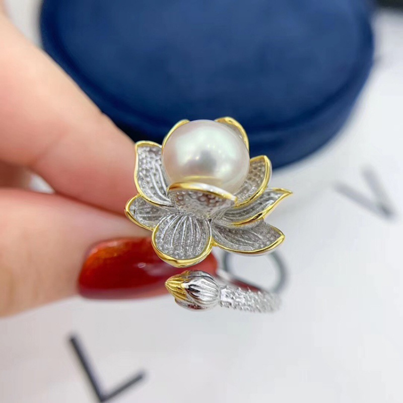 Nhẫn Hở Hình Hoa Đính Ngọc Trai Nhiều Màu Sắc Có Thể Điều Chỉnh Kích Cỡ