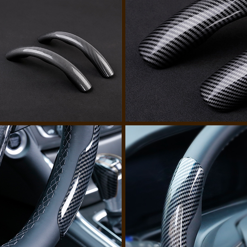 HYUNDAI Bộ 2 Vỏ Bọc Vô Lăng Xe Hơi Bằng Da Phủ Lông Sợi Carbon 38cm Thấm Hút Mồ Hôi Chống Trượt Cho Creta Stargazer IONIQ 6 Staria Kona H1