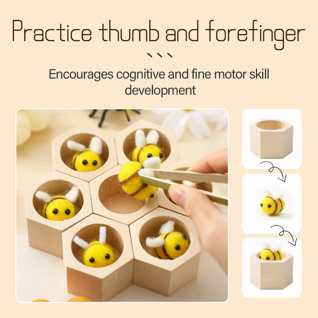 Set đồ chơi lắp ráp tổ ong MAMIMAMIHOME bằng gỗ hỗ trợ học tập theo phương pháp montessori dành cho trẻ em