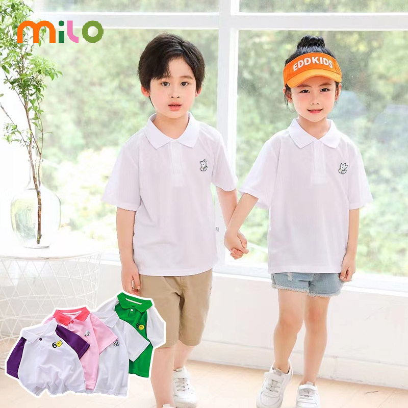 Bololo Áo polo Tay Ngắn Màu Trơn Phong Cách Hàn Quốc Mới Cho Bé Trai Và Gái
