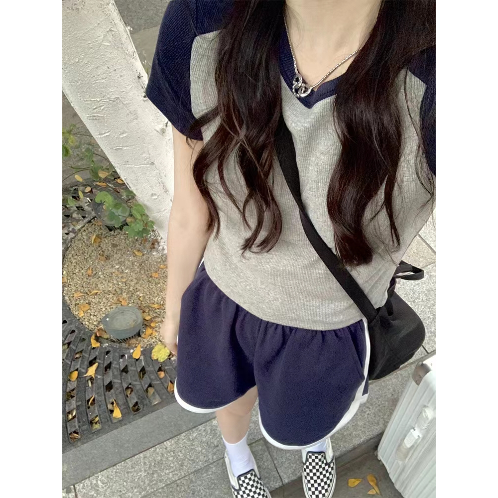 HUANG YOYO Áo Thun Ngắn Tay Ôm Dáng Thời Trang Retro Mỹ Cho Nữ