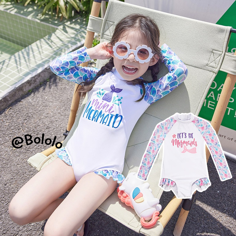 Bololo Bộ Đồ Bơi Một Mảnh Tay Dài Chống Nắng Phong Cách Hàn Quốc Dễ Thương Dành Cho Bé Gái