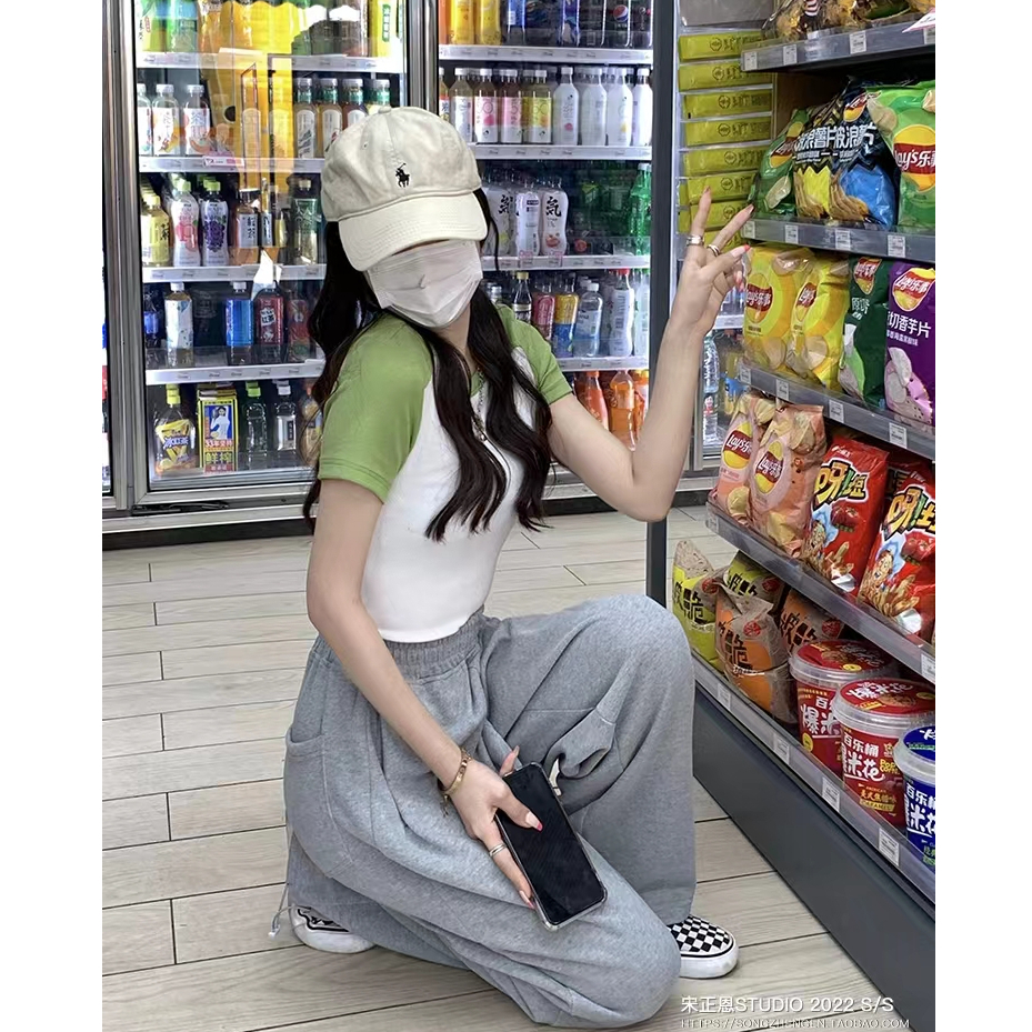 HUANG YOYO Áo Thun Ngắn Tay Ôm Dáng Thời Trang Retro Mỹ Cho Nữ