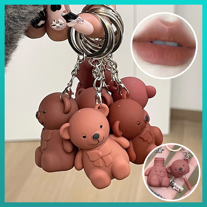 Son móc khoá son gấu móc khóa son môi móc khoá gấu Son Môi Màu Nude Nhung Dạng Móc Khóa Hình Gấu