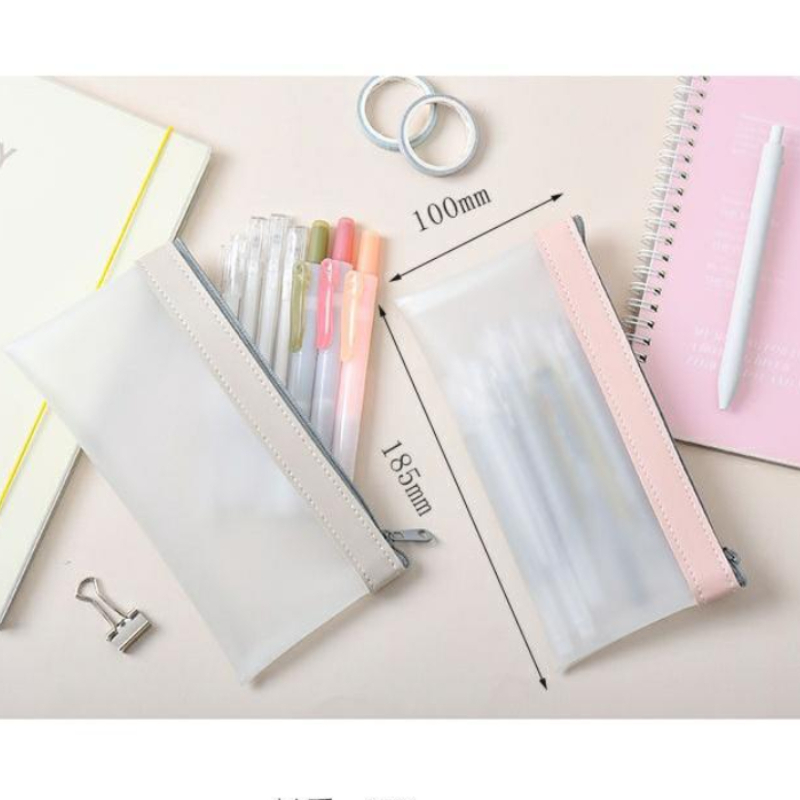 Túi Đựng Bút Chì Kẻ Lông Mày Trong Suốt Tối Giản Phong Cách Hàn Quốc