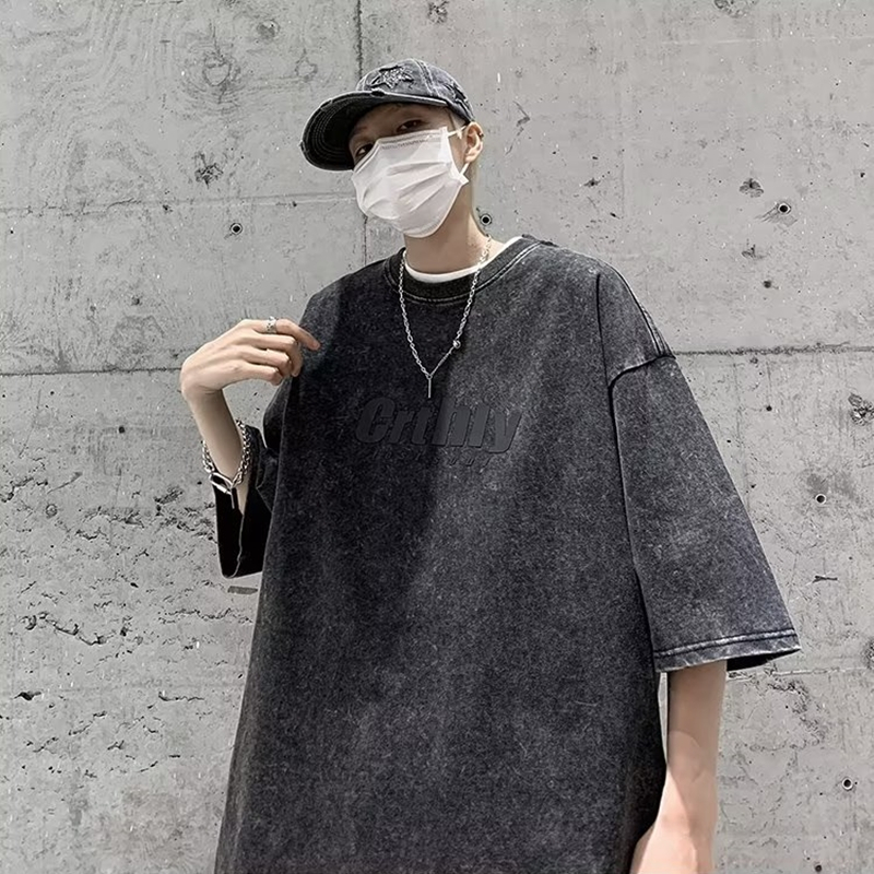 Áo Thun Cotton Ngắn Tay Cổ Tròn Dáng Rộng Thời Trang Mùa Hè Cho Nam