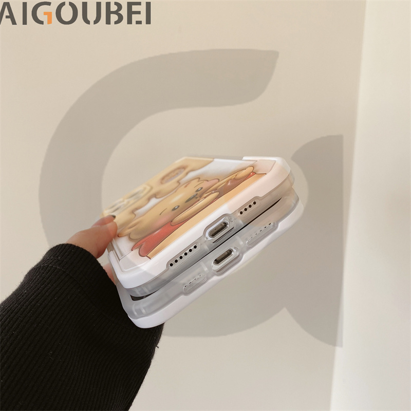 Ốp Điện Thoại Hình Gấu Và Dâu Tây Có Giá Đỡ Chống Va Đập Cho x / xs / 11 / 12 / 13 / 14 / pro / max / promax