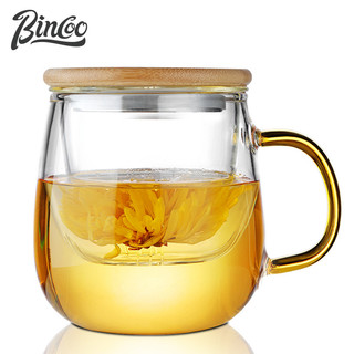 Ly trà thủy tinh bincoo có lót ly/lọc chịu nhiệt 430ml/500ml