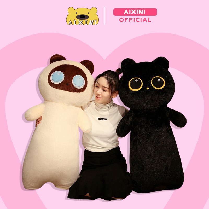 Gấu Bông Mèo Gối mèo dài, mèo đen, búp bê mèo, đồ chơi sang trọng