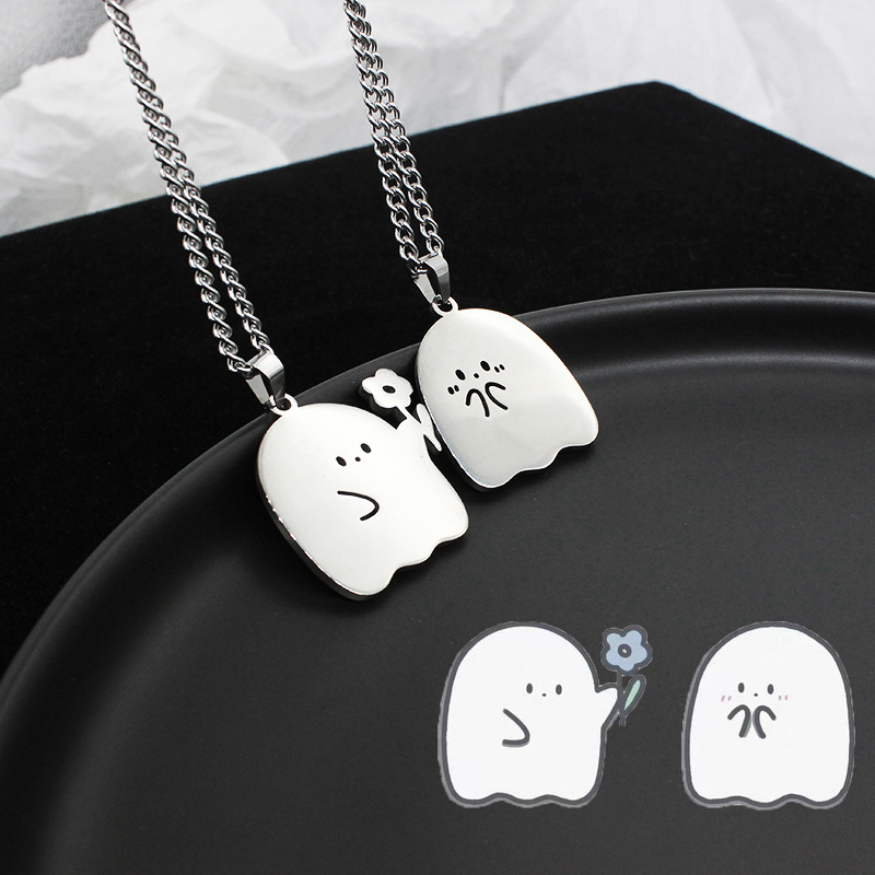 Set 2 Vòng cổ Mặt Hình Quái Vật Bằng Thép Không Gỉ Cho Cặp Đôi