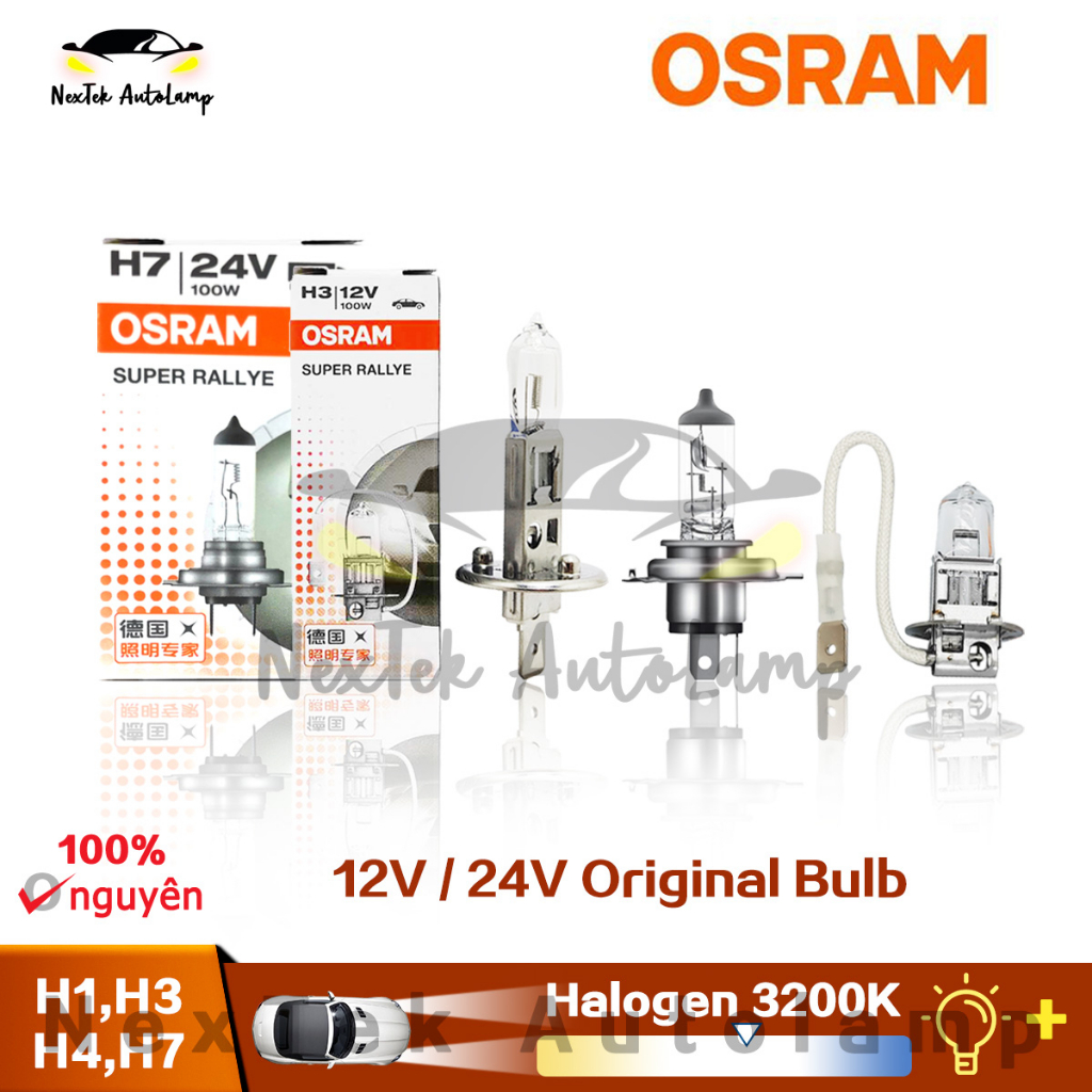 OSRAM H1 H3 H4 H7 12V 24V 80W 100W 100/90W Siêu Rallye TẮT ĐƯỜNG Đèn pha ô tô Bóng đèn sương mù Halogen tự động 62200 62248 Bóng đèn sương mù chùm tia cao thấp cho xe tải (1 bóng đèn)