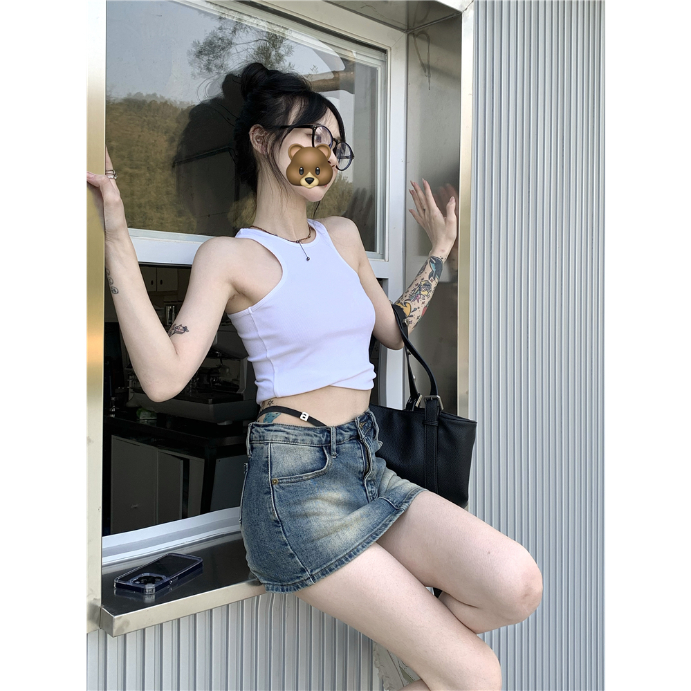 QADCOL Chân váy jean Chữ A Phong Cách retro Thời Trang Mùa Hè Hàng Mới Dành Cho Trẻ Em