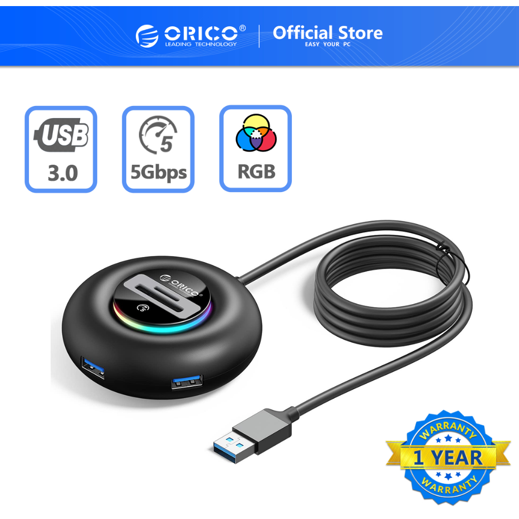 Orico Bộ Chia 5 Cổng USB 3.0 Kèm Đèn RGB Cho Điện Thoại / Máy Tính Bảng / PC YX-U3