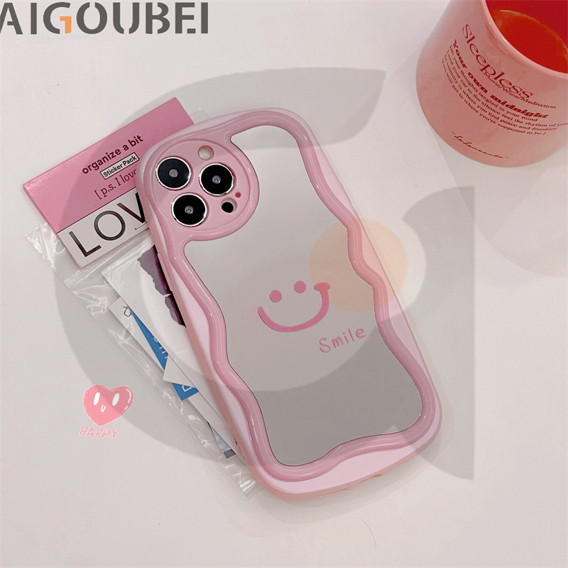 Ốp Điện Thoại Màu Hồng Họa Tiết Mặt Cười Xinh Xắn Chống Rơi Cho Iphone 11 / 12 / 13 / 14 / pro / max / promax